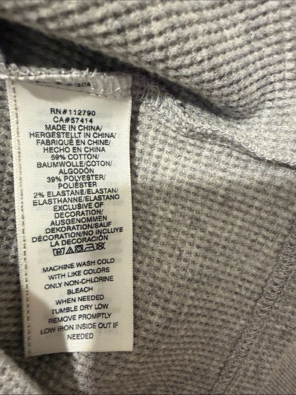 True Religion Grey Waffle Henley Long Sleeve Shirt